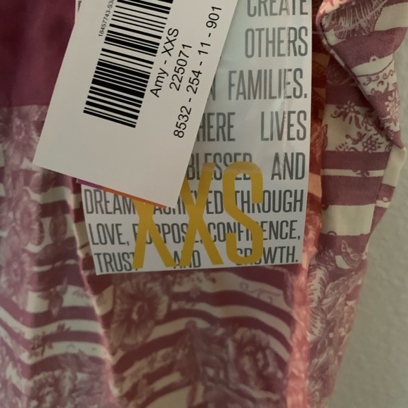 Blush Pink Floral/Striped LuLaRoe Amy Dolman Blouse - NWT XXS (Oversized) - Picture 7 of 12